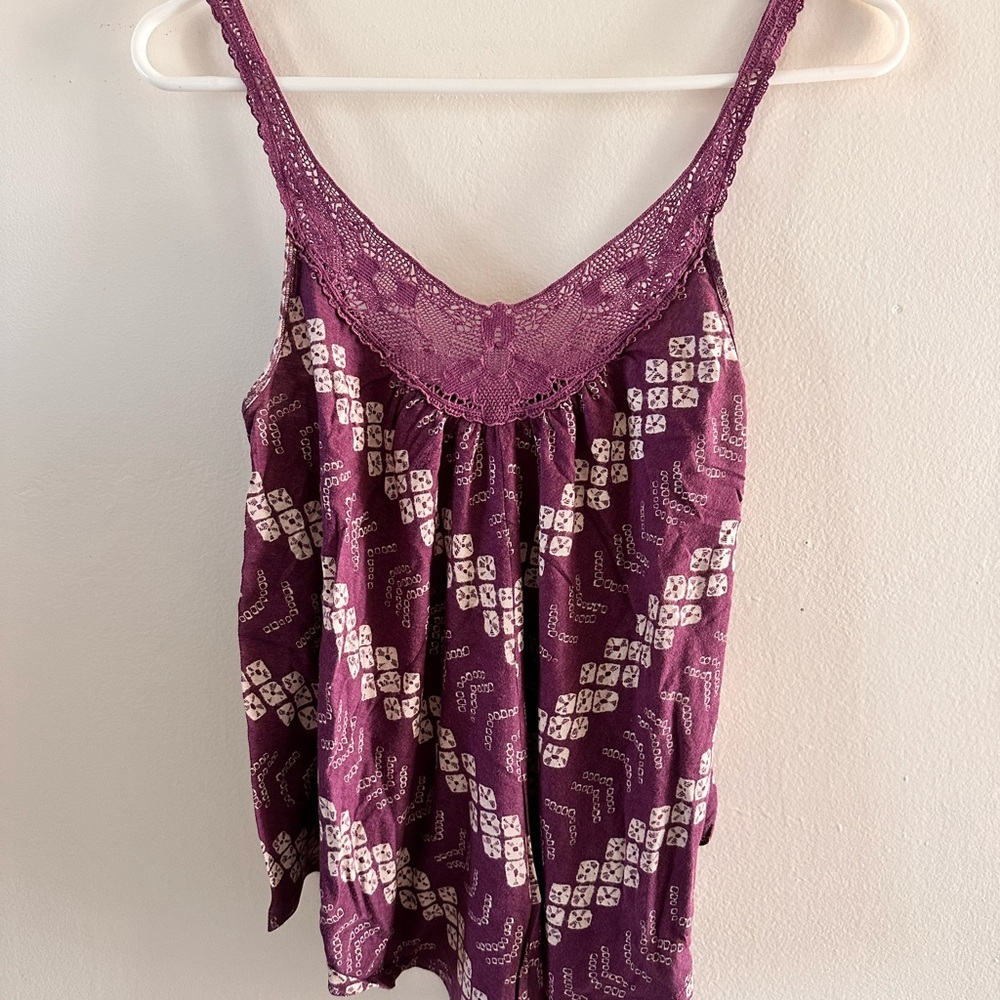 Purple Lace Trim Women's tank Top from American Eagle